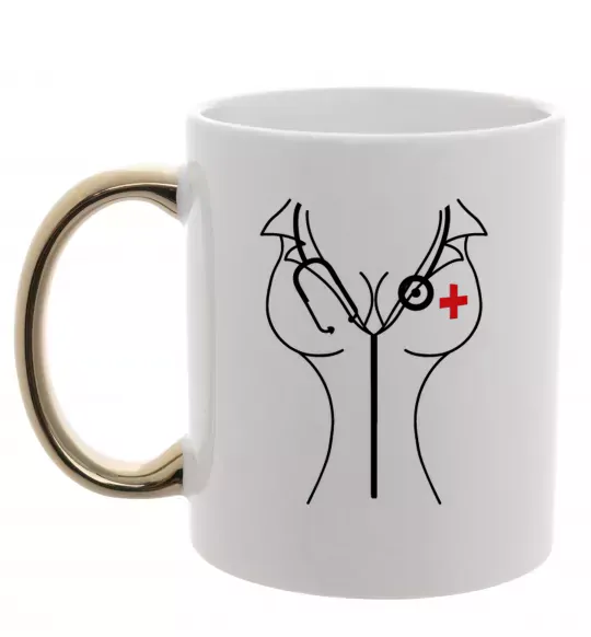 Чашка с цветной ручкой Медсестра Золото фото