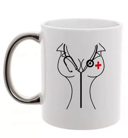 Чашка с цветной ручкой Медсестра Серебро фото