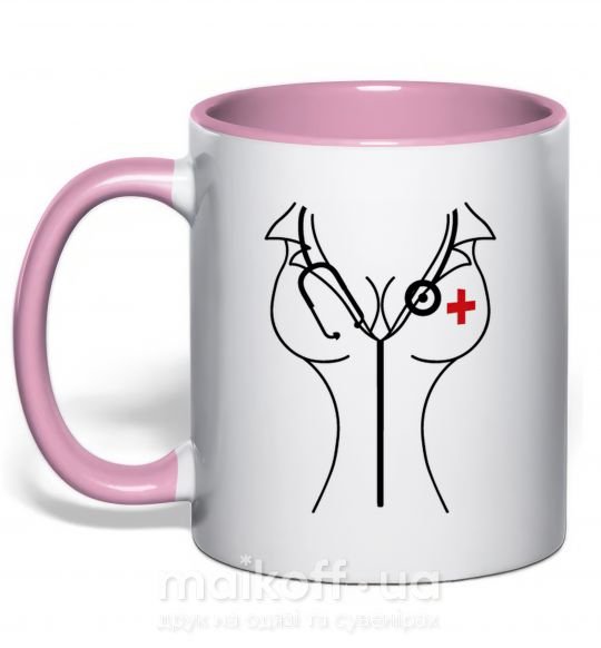 Чашка з кольоровою ручкою Медсестра Ніжно рожевий фото