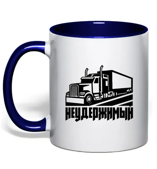 Чашка з кольоровою ручкою Неудержимый Глибокий темно-синій фото