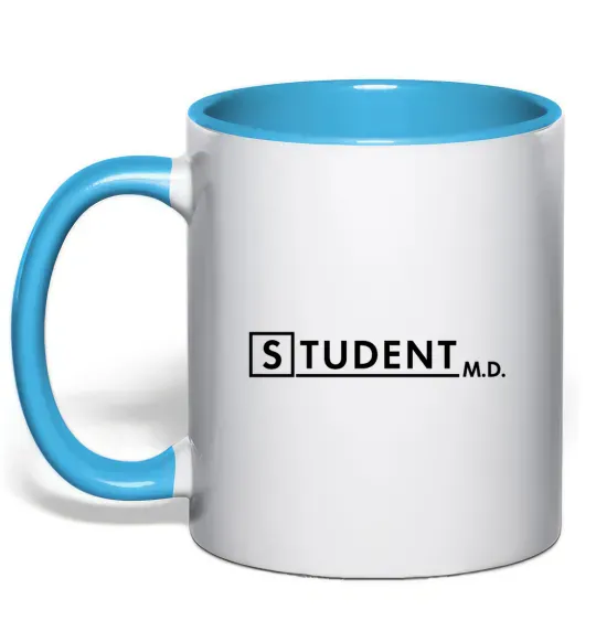 Чашка з кольоровою ручкою Student MD Блакитний фото