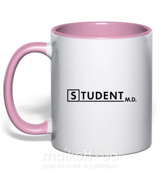 Чашка з кольоровою ручкою Student MD Ніжно рожевий фото