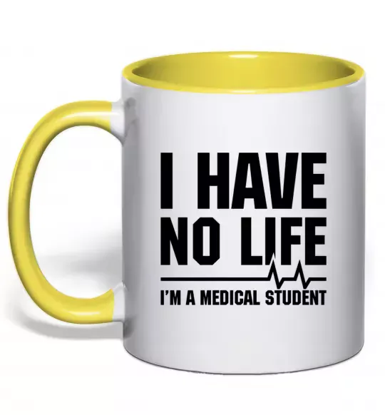 Чашка с цветной ручкой I have no life i'm a medical student Солнечно желтый фото