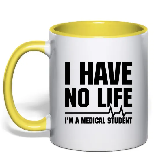 Чашка з кольоровою ручкою I have no life i'm a medical student Лимонний фото