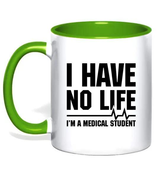 Чашка з кольоровою ручкою I have no life i'm a medical student Лаймовий фото
