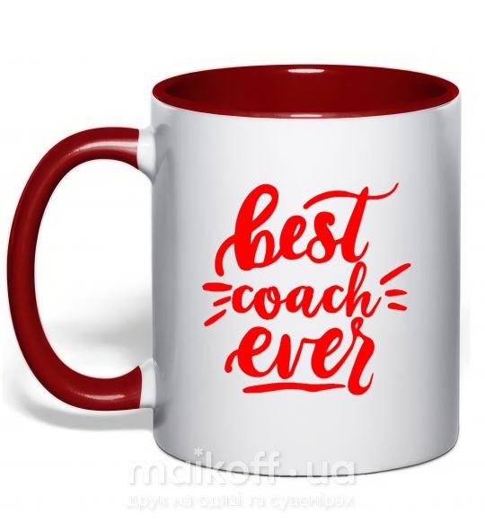 Чашка с цветной ручкой Best coach ever Красный фото