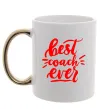 Чашка с цветной ручкой Best coach ever Золото фото