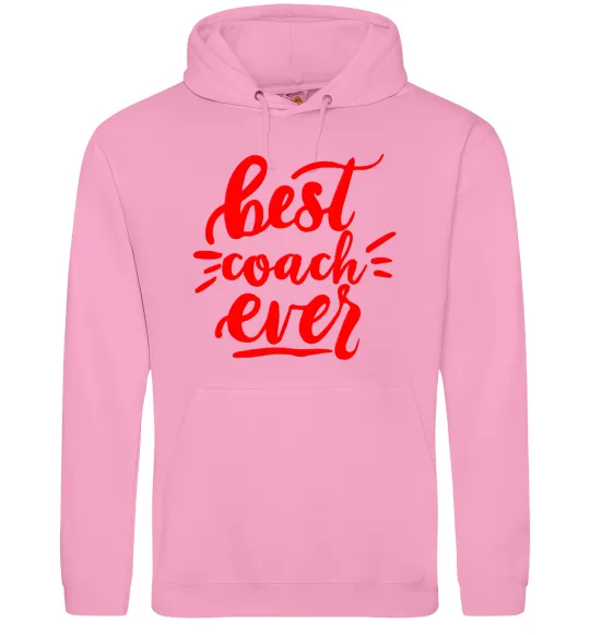 Мужская толстовка (худи) Best coach ever Розовый фото
