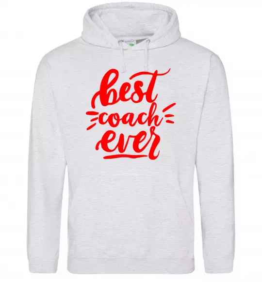 Мужская толстовка (худи) Best coach ever Серый меланж фото