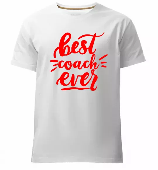 Мужская премиум футболка Best coach ever Белый фото