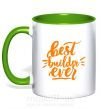 Чашка з кольоровою ручкою Best builder ever Зелений фото