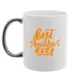 Чашка с цветной ручкой Best builder ever Серебро Чашка с цветной ручкой Best builder ever Серебро фото