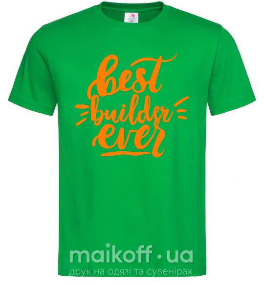 Мужская футболка Best builder ever Зеленый фото