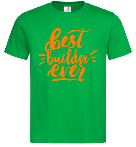 Мужская футболка Best builder ever Зеленый фото