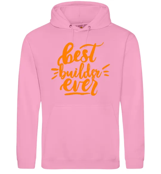 Мужская толстовка (худи) Best builder ever Розовый фото