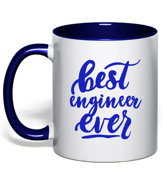 Чашка з кольоровою ручкою Best engineer ever Глибокий темно-синій фото