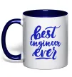 Чашка з кольоровою ручкою Best engineer ever Глибокий темно-синій фото