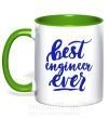 Чашка з кольоровою ручкою Best engineer ever Зелений фото