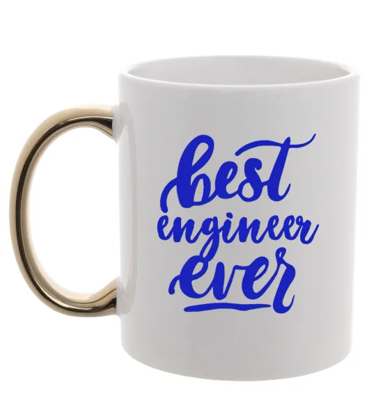 Чашка з кольоровою ручкою Best engineer ever Золото фото