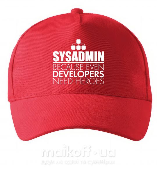 Кепка Sysadmin because even developers need a hero Красный фото