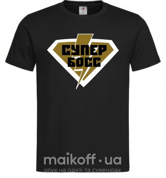 Мужская футболка Супер босс логотип Черный фото