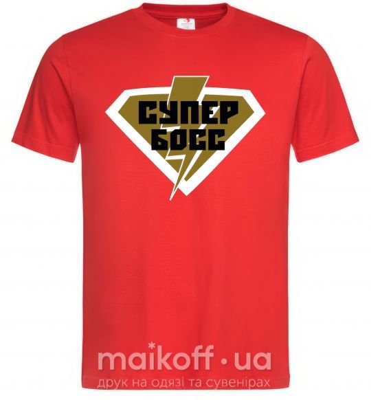 Мужская футболка Супер босс логотип Красный фото