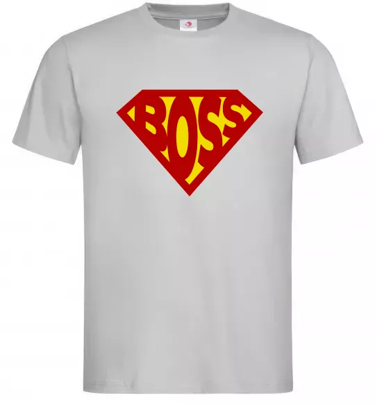 Мужская футболка Супер босс логотип Серый фото