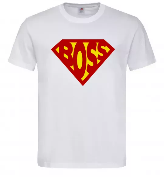 Мужская футболка Супер босс логотип Белый фото