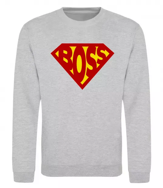 Свитшот Супер босс логотип Серый меланж фото