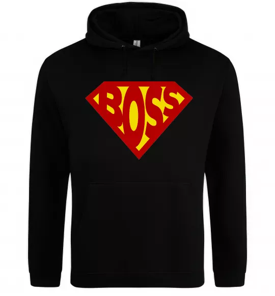 Чоловіча толстовка (худі) Супер босс логотип Чорний фото