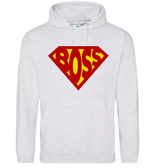 Чоловіча толстовка (худі) Супер босс логотип Сірий меланж фото