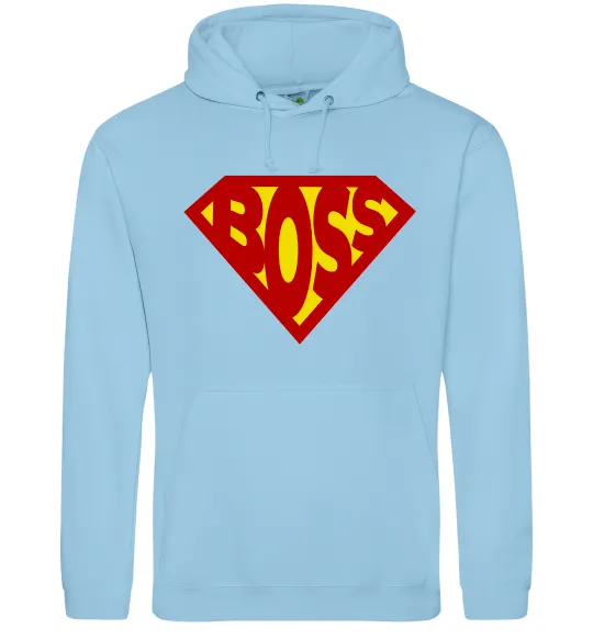 Мужская толстовка (худи) Супер босс логотип Голубой фото