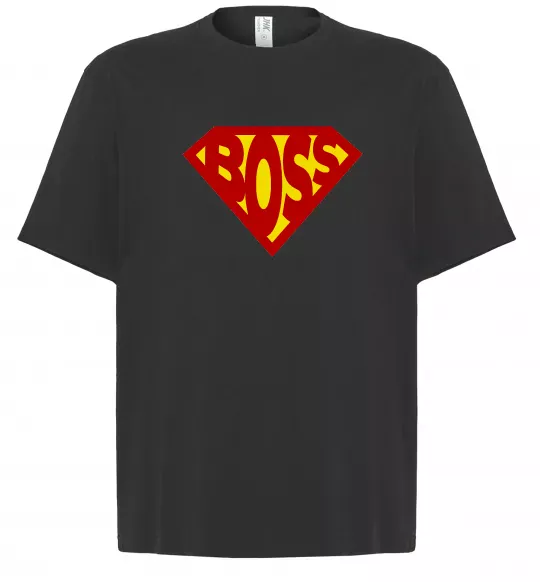 Футболка Оверсайз Супер босс логотип Черный фото