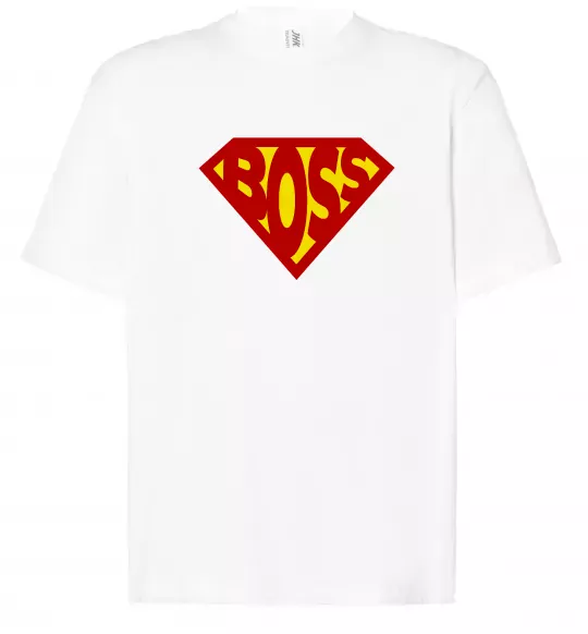 Футболка Оверсайз Супер босс логотип Белый фото
