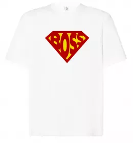 Футболка Оверсайз Супер босс логотип Білий фото
