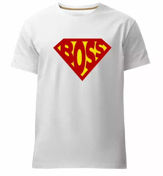 Чоловіча преміум футболка Супер босс логотип Білий фото