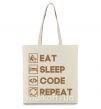 Еко-сумка Eat sleep code repeat icons Бежевий фото