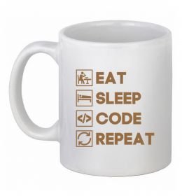Чашка керамічна Eat sleep code repeat icons