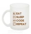 Чашка скляна Eat sleep code repeat icons Фроузен фото