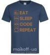 Мужская футболка Eat sleep code repeat icons Темно-синий фото