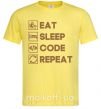 Мужская футболка Eat sleep code repeat icons Лимонный фото