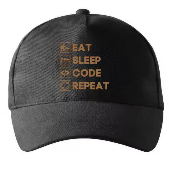 Кепка Eat sleep code repeat icons Черный фото