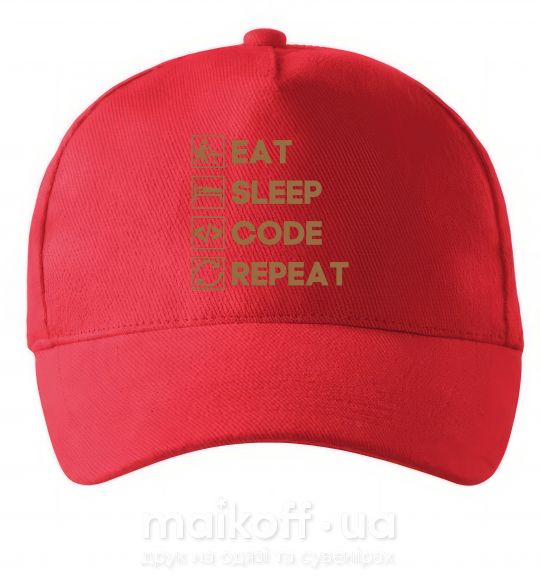 Кепка Eat sleep code repeat icons Красный фото
