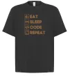 Футболка Оверсайз Eat sleep code repeat icons Черный фото