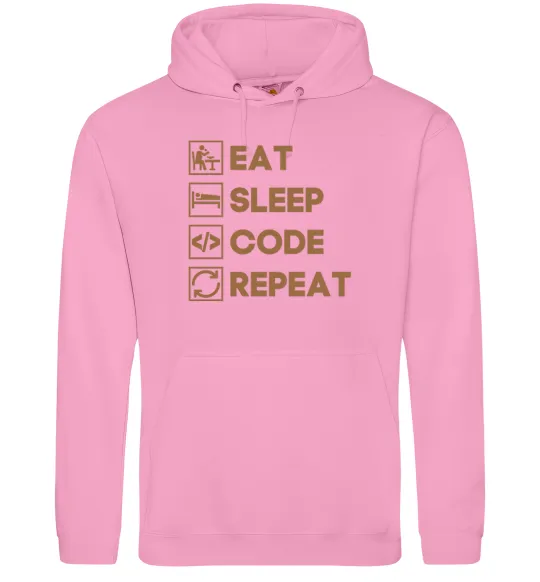 Чоловіча толстовка (худі) Eat sleep code repeat icons Рожевий фото