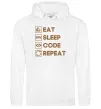 Чоловіча толстовка (худі) Eat sleep code repeat icons Білий фото