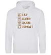 Чоловіча толстовка (худі) Eat sleep code repeat icons Сірий меланж фото