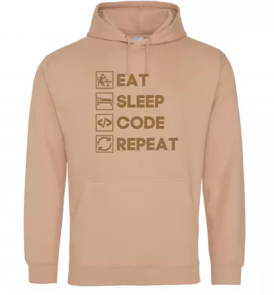 Чоловіча толстовка (худі) Eat sleep code repeat icons Пісочний фото