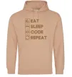 Чоловіча толстовка (худі) Eat sleep code repeat icons Пісочний фото