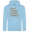 Чоловіча толстовка (худі) Eat sleep code repeat icons Блакитний фото